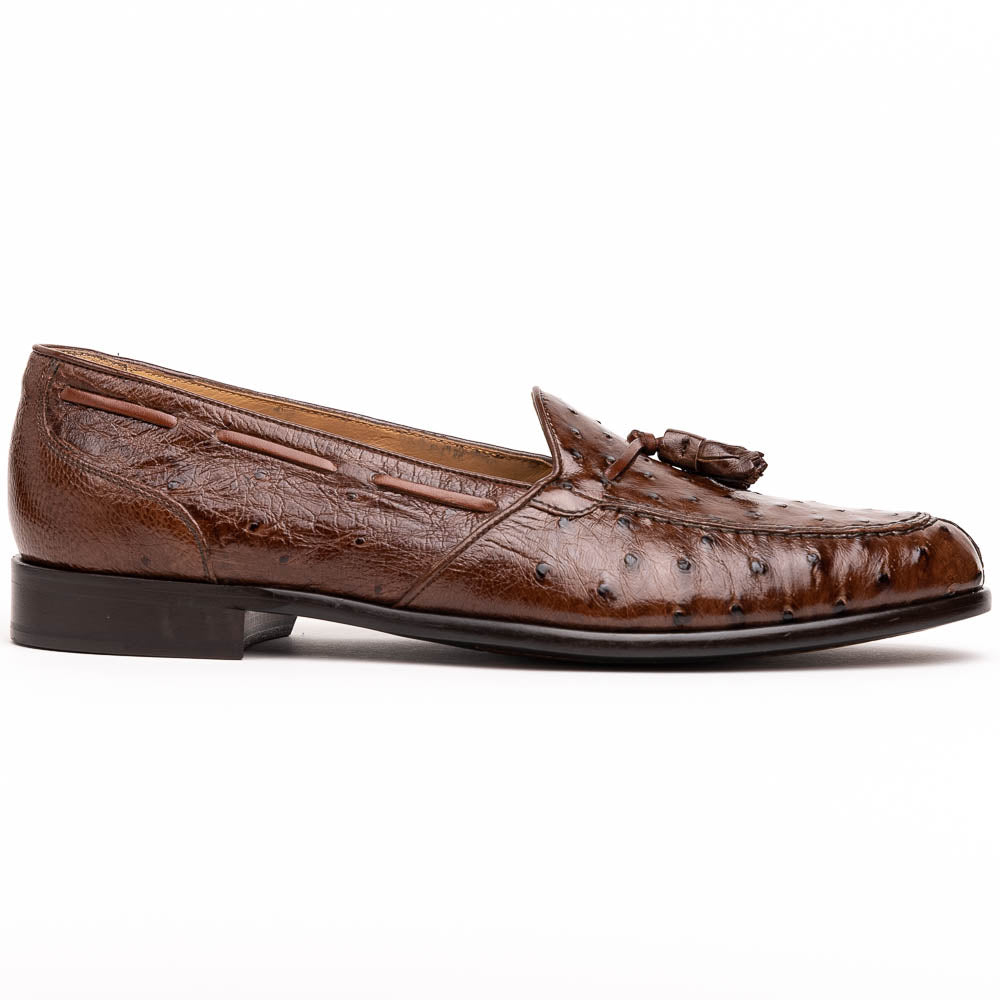 Franco Ostrich Quill Tassel Loafer in Brown by Zelli Italia