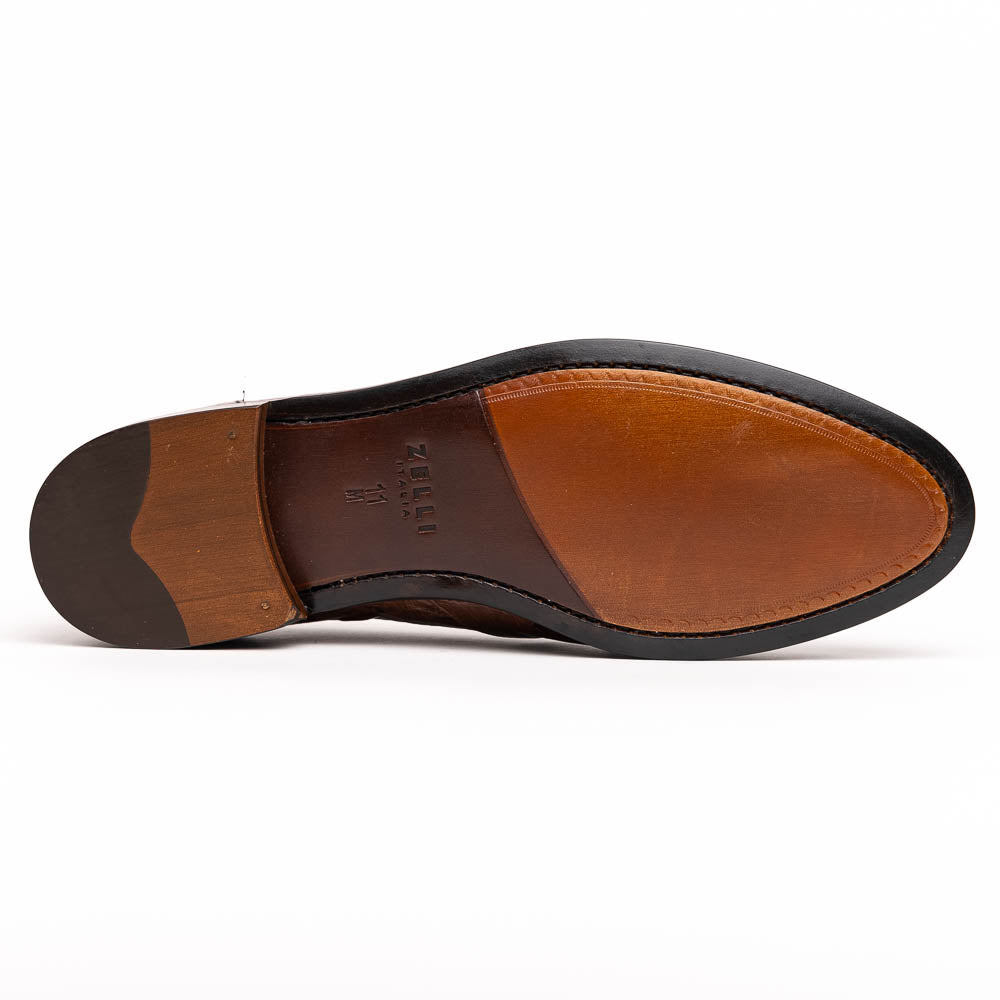 Franco Ostrich Quill Tassel Loafer in Brown by Zelli Italia