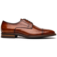 Giovanni Italian Calfskin Lace Up with Micro Perf in Cognac by Zelli Italia