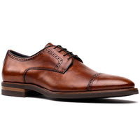 Giovanni Italian Calfskin Lace Up with Micro Perf in Cognac by Zelli Italia