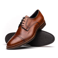 Giovanni Italian Calfskin Lace Up with Micro Perf in Cognac by Zelli Italia
