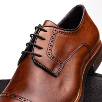 Giovanni Italian Calfskin Lace Up with Micro Perf in Cognac by Zelli Italia