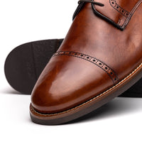 Giovanni Italian Calfskin Lace Up with Micro Perf in Cognac by Zelli Italia