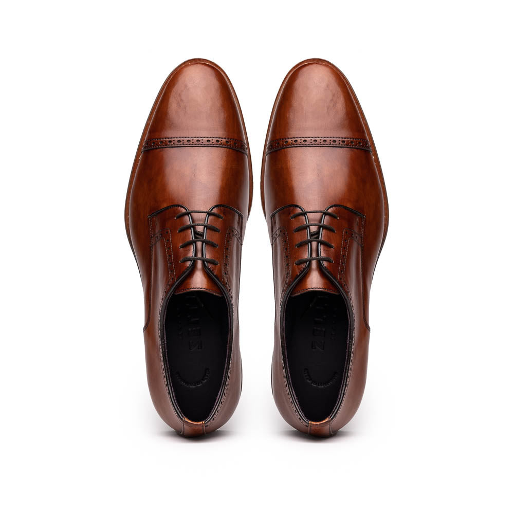 Giovanni Italian Calfskin Lace Up with Micro Perf in Cognac by Zelli Italia