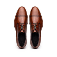 Giovanni Italian Calfskin Lace Up with Micro Perf in Cognac by Zelli Italia