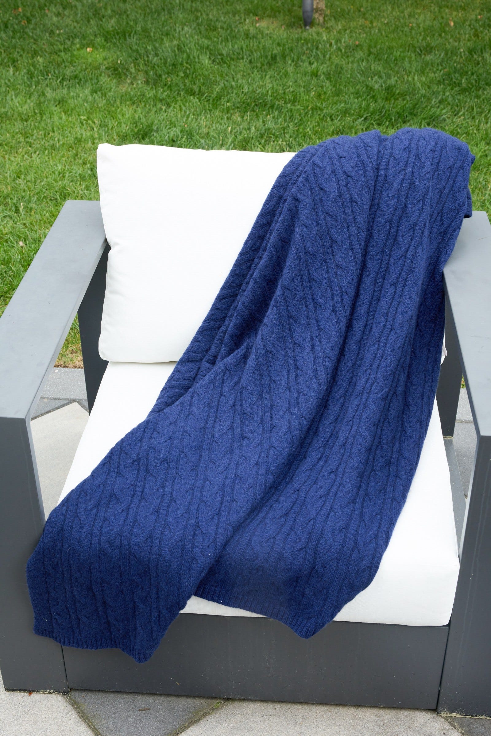 100% Cashmere Cozy Cable Rope Knit Throw (Choice of Colors) by Alashan Cashmere