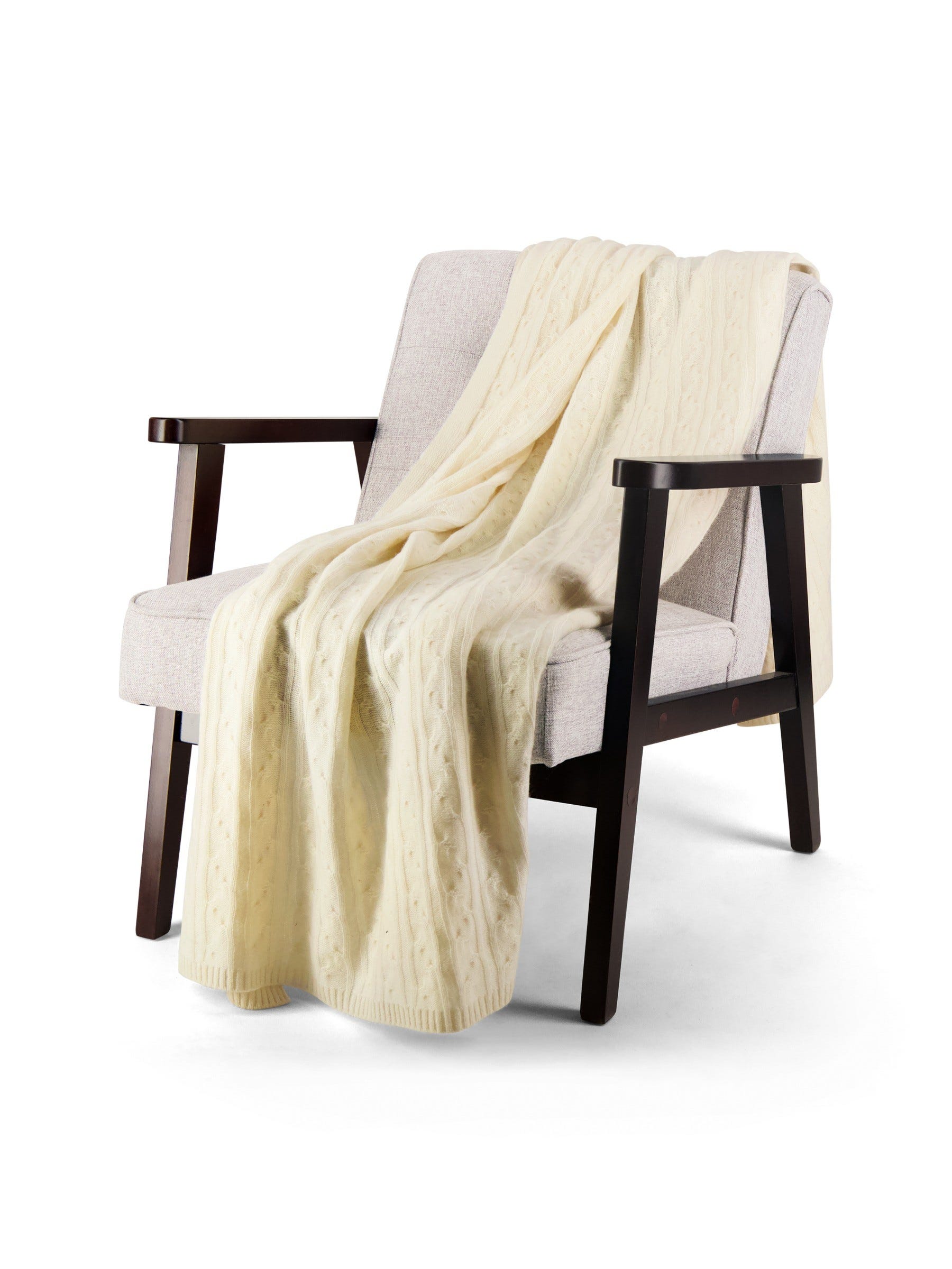 100% Cashmere Cozy Cable Rope Knit Throw (Choice of Colors) by Alashan Cashmere