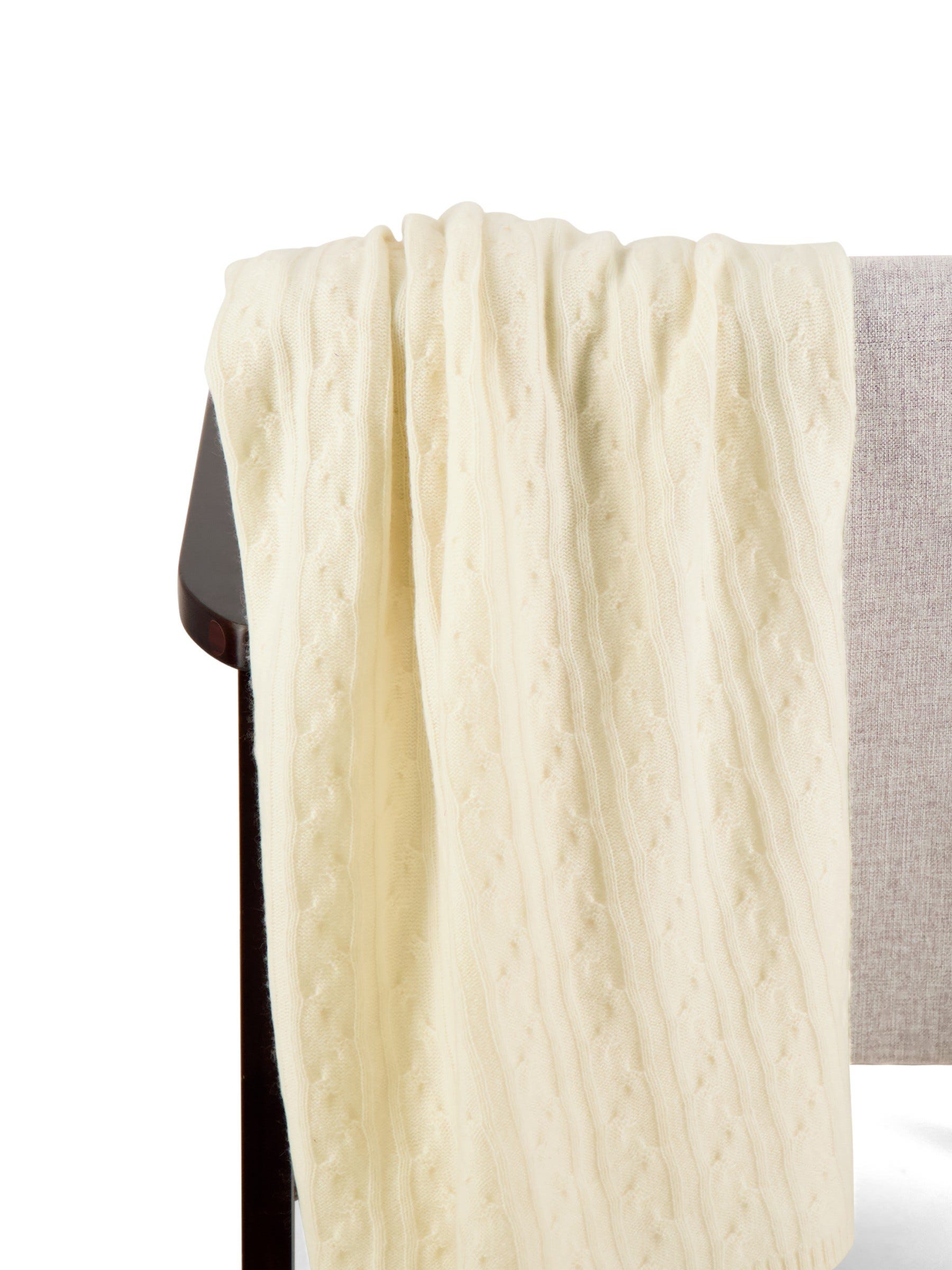 100% Cashmere Cozy Cable Rope Knit Throw (Choice of Colors) by Alashan Cashmere