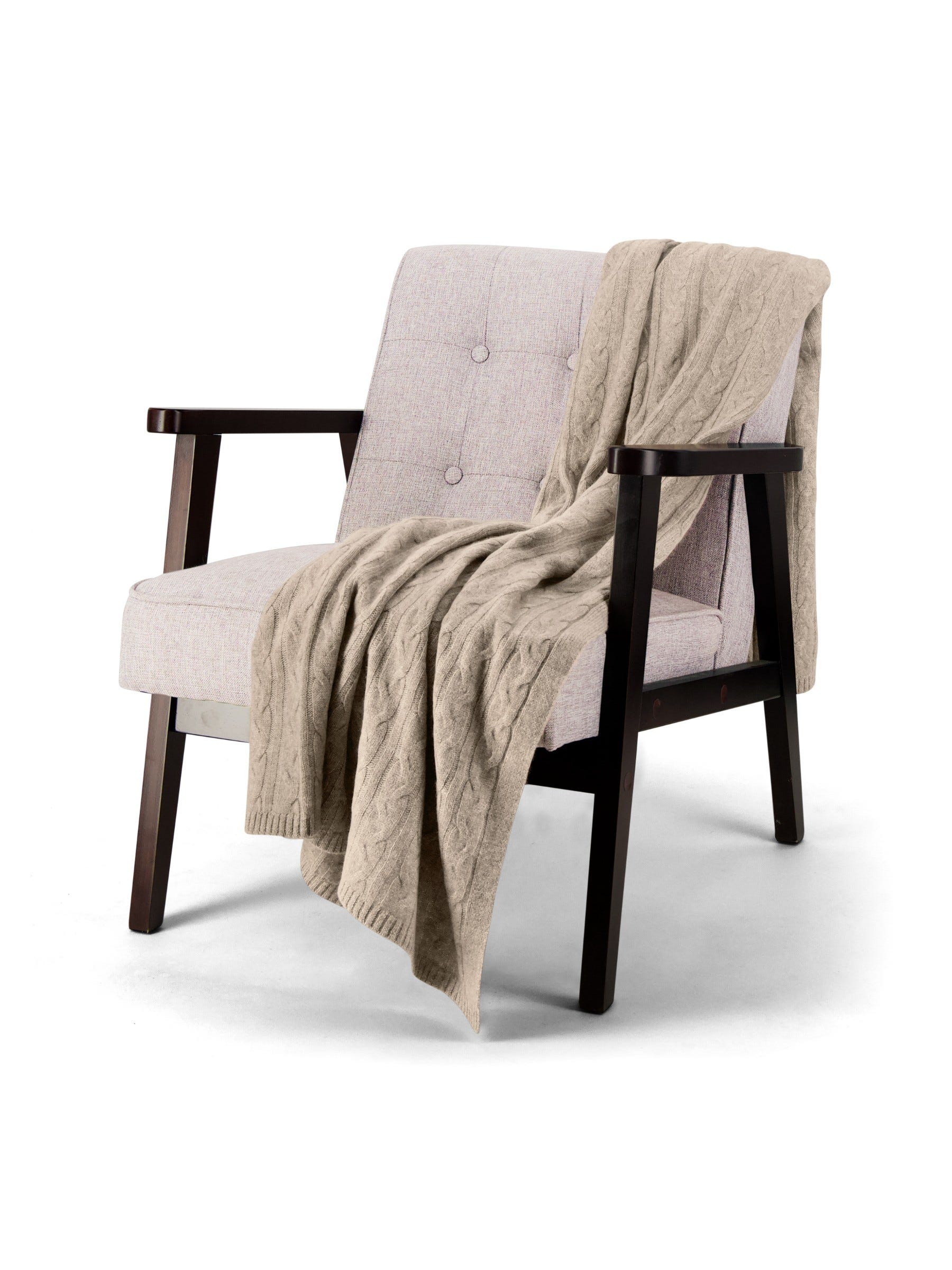 100% Cashmere Cozy Cable Rope Knit Throw (Choice of Colors) by Alashan Cashmere