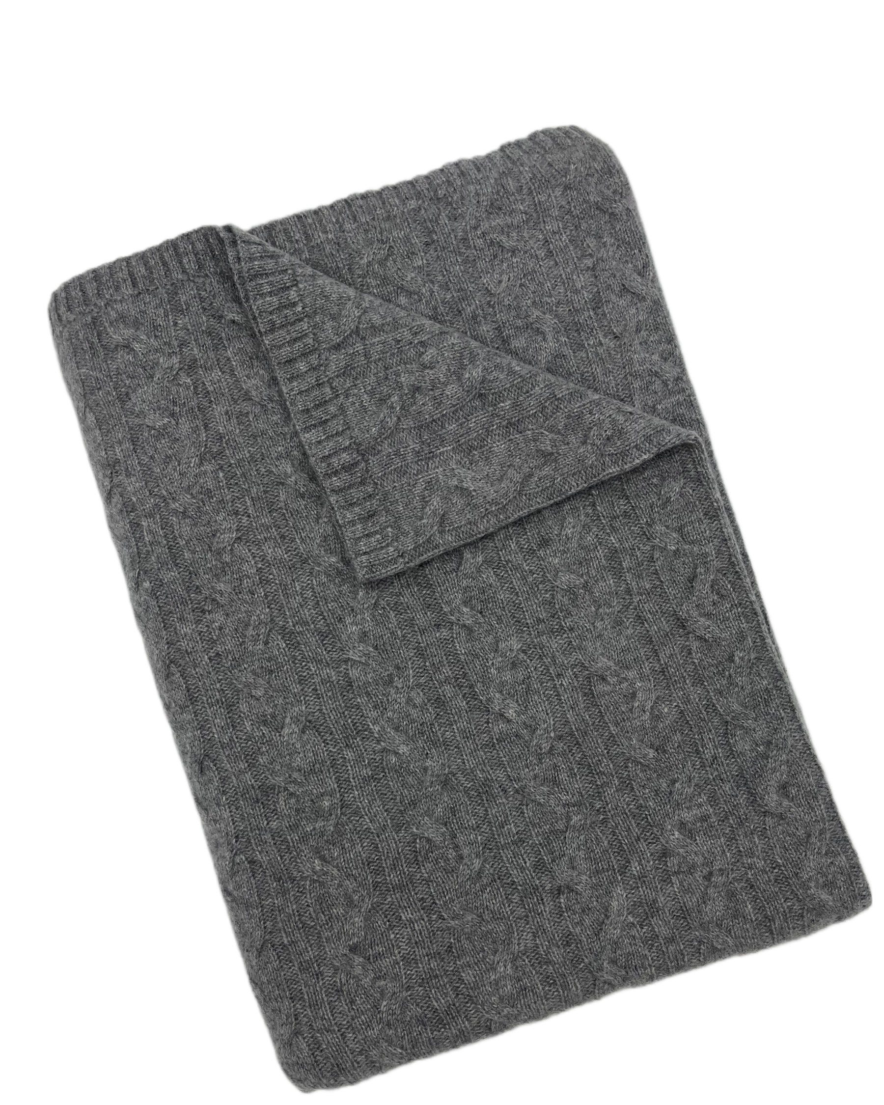 100% Cashmere Cozy Cable Rope Knit Throw (Choice of Colors) by Alashan Cashmere