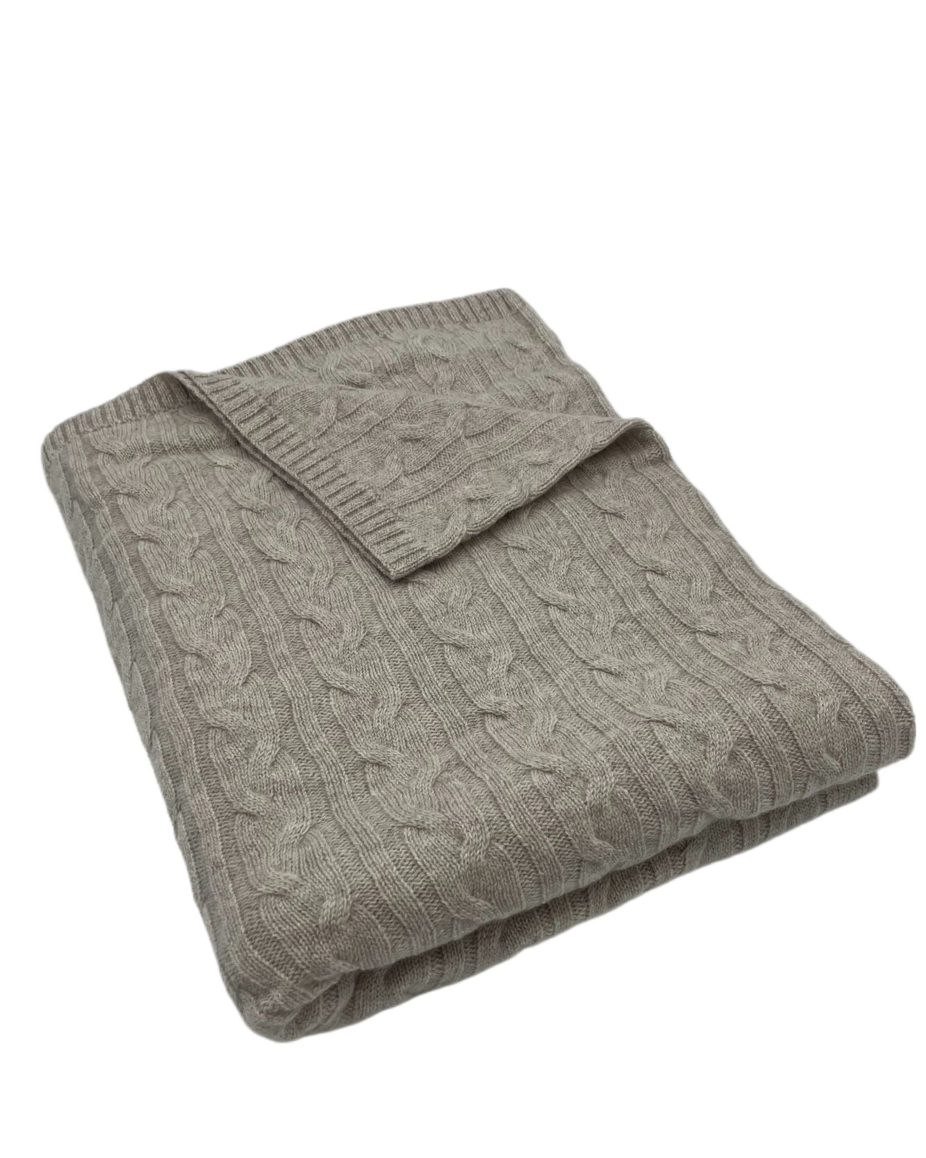 100% Cashmere Cozy Cable Rope Knit Throw (Choice of Colors) by Alashan Cashmere