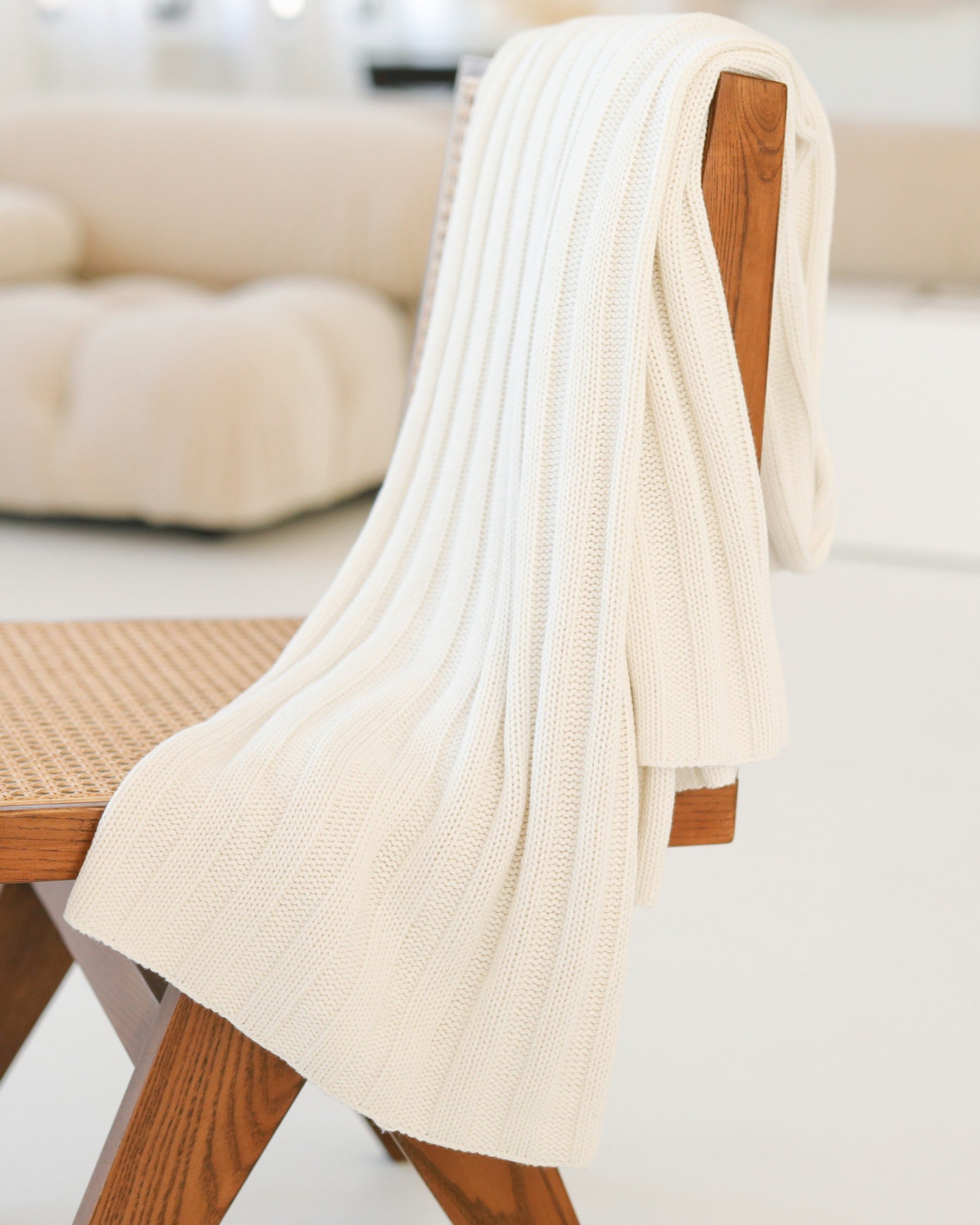 Cotton Cashmere Chunky Rib Throw (Choice of Colors) by Alashan Cashmer