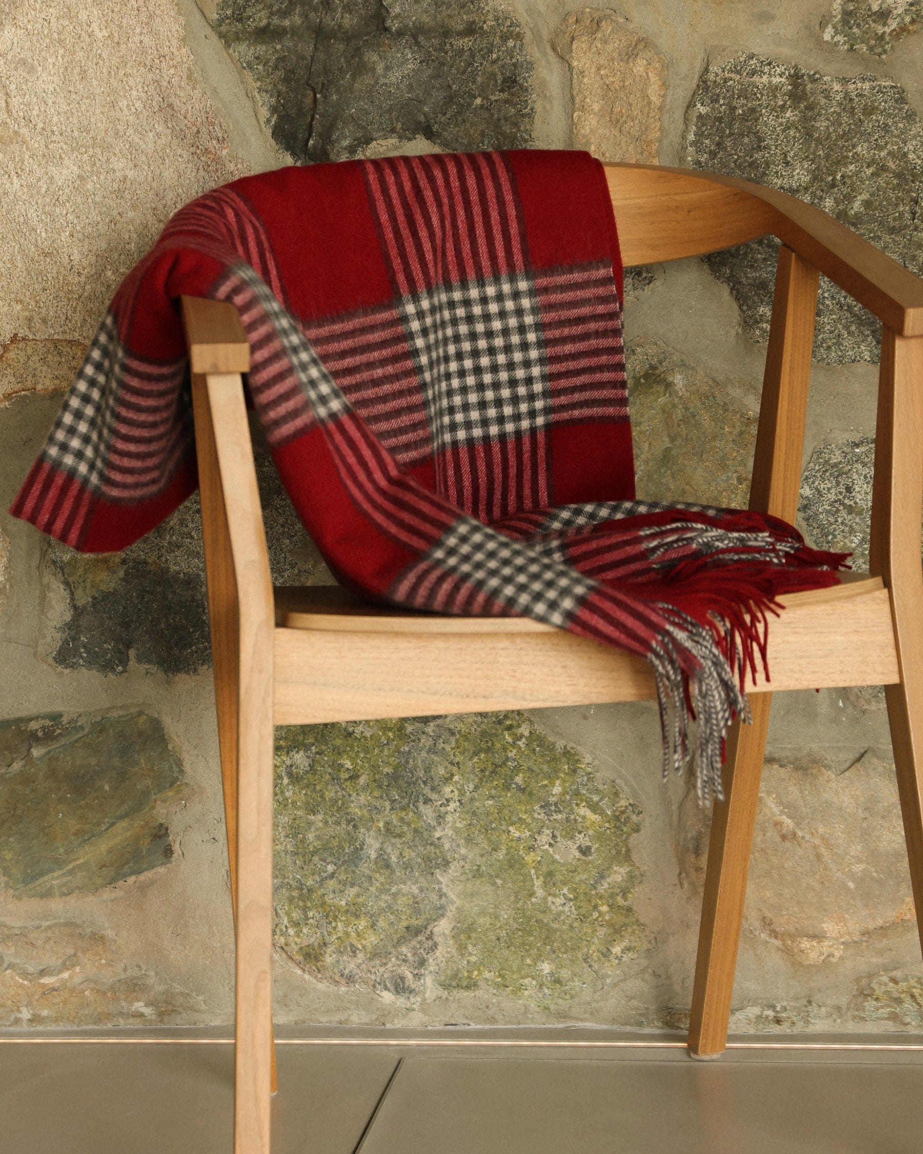 Merino Wool and Cashmere Glen Plaid Throw (Choice of Colors) by Alashan Cashmere