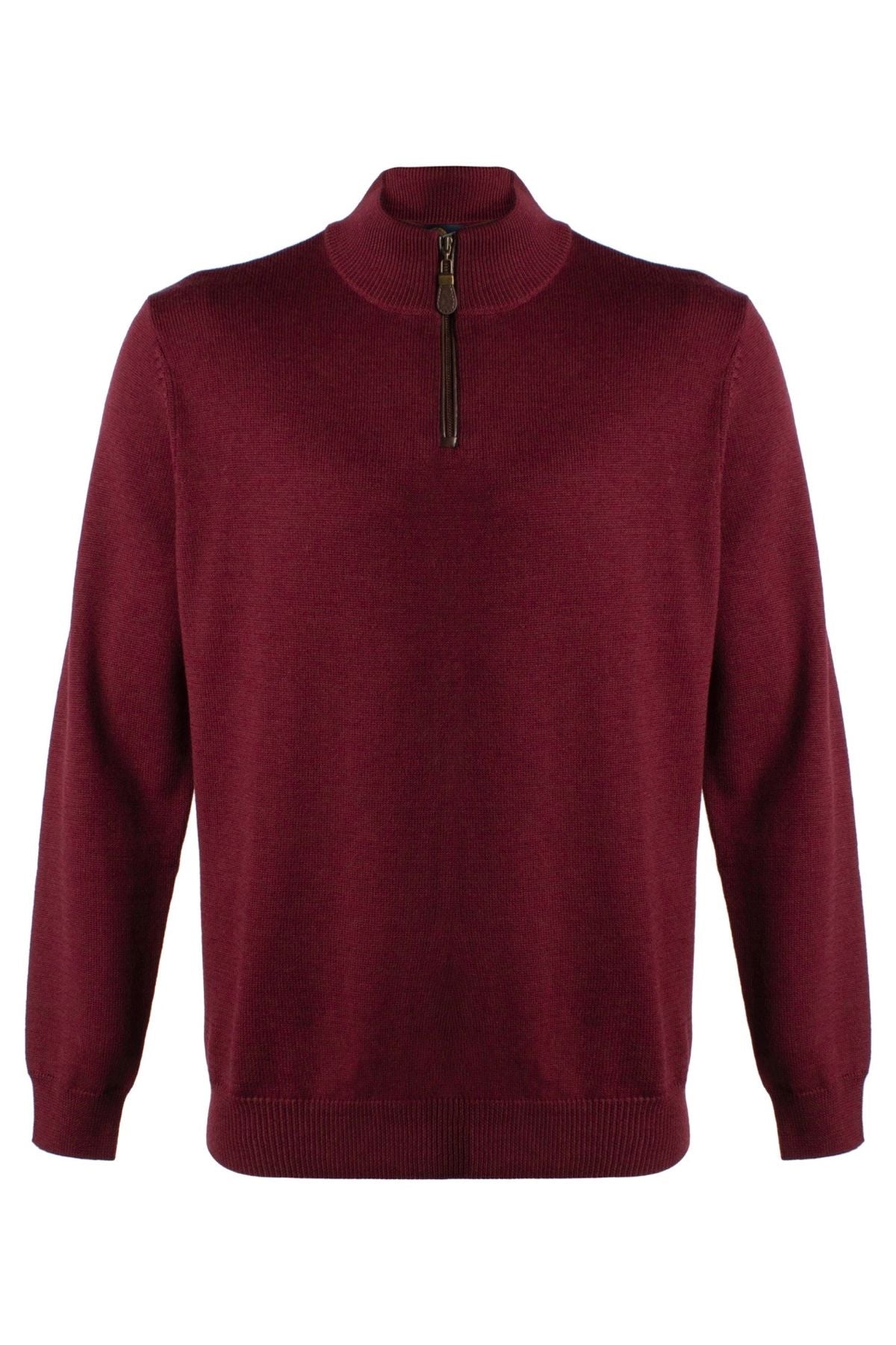 Extra Fine 'Zegna Baruffa' Merino Wool Quarter-Zip Sweater in Port by Viyella