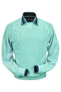 Baby Alpaca 'Links Stitch' Sweatshirt-Style Crew Neck Sweater in Mint by Peru Unlimited