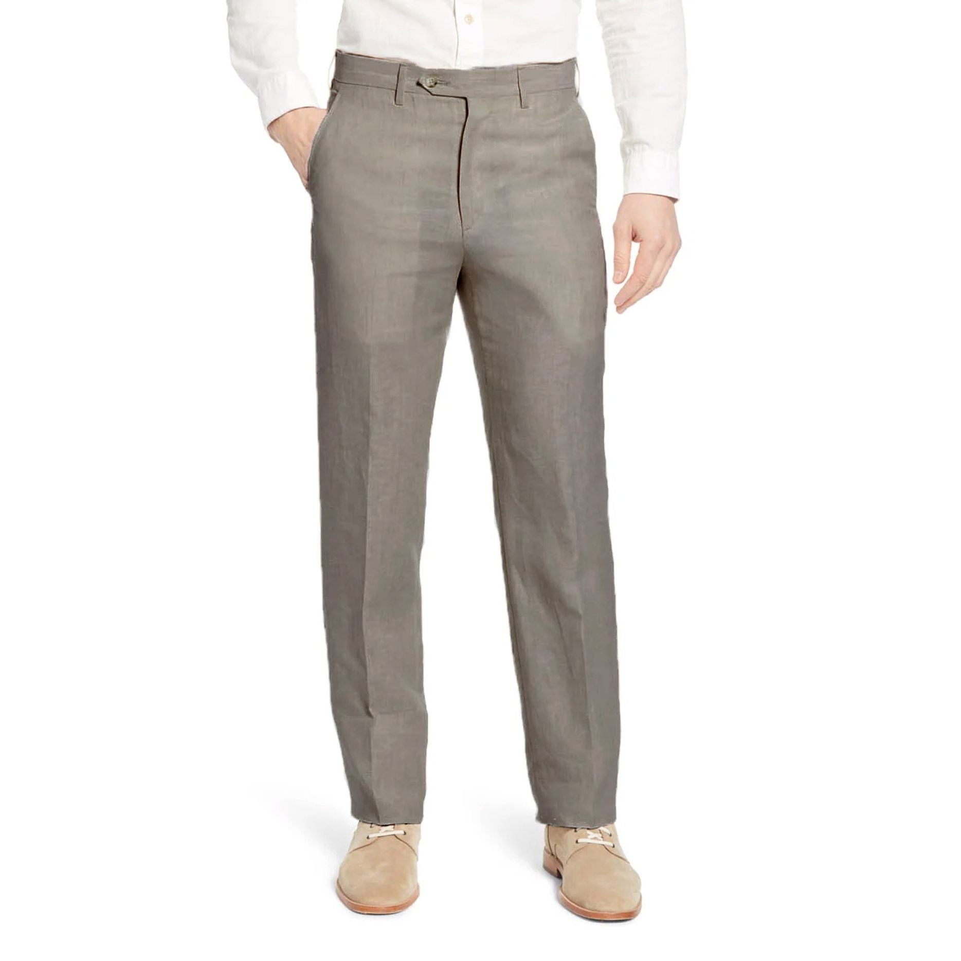 Classic Linen Pant in Natural (Hampton Plain Front) by Berle