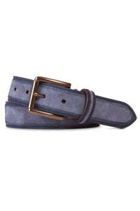 Italian Hand Burnished Suede Belt in Denim Blue by Brookes & Hyde