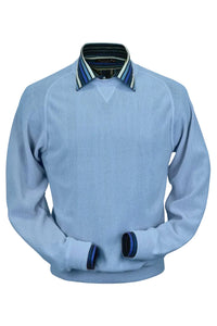 Baby Alpaca 'Links Stitch' Sweatshirt-Style Crew Neck Sweater in Sky Blue by Peru Unlimited