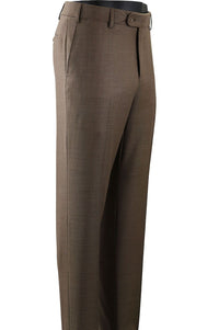 Super 110s Vitale Barberis Canonico Italian Luxury 4 Harness Wool Serge Flat Front Trouser in Nutmeg (Choice of Fits) by 6 East by Ballin