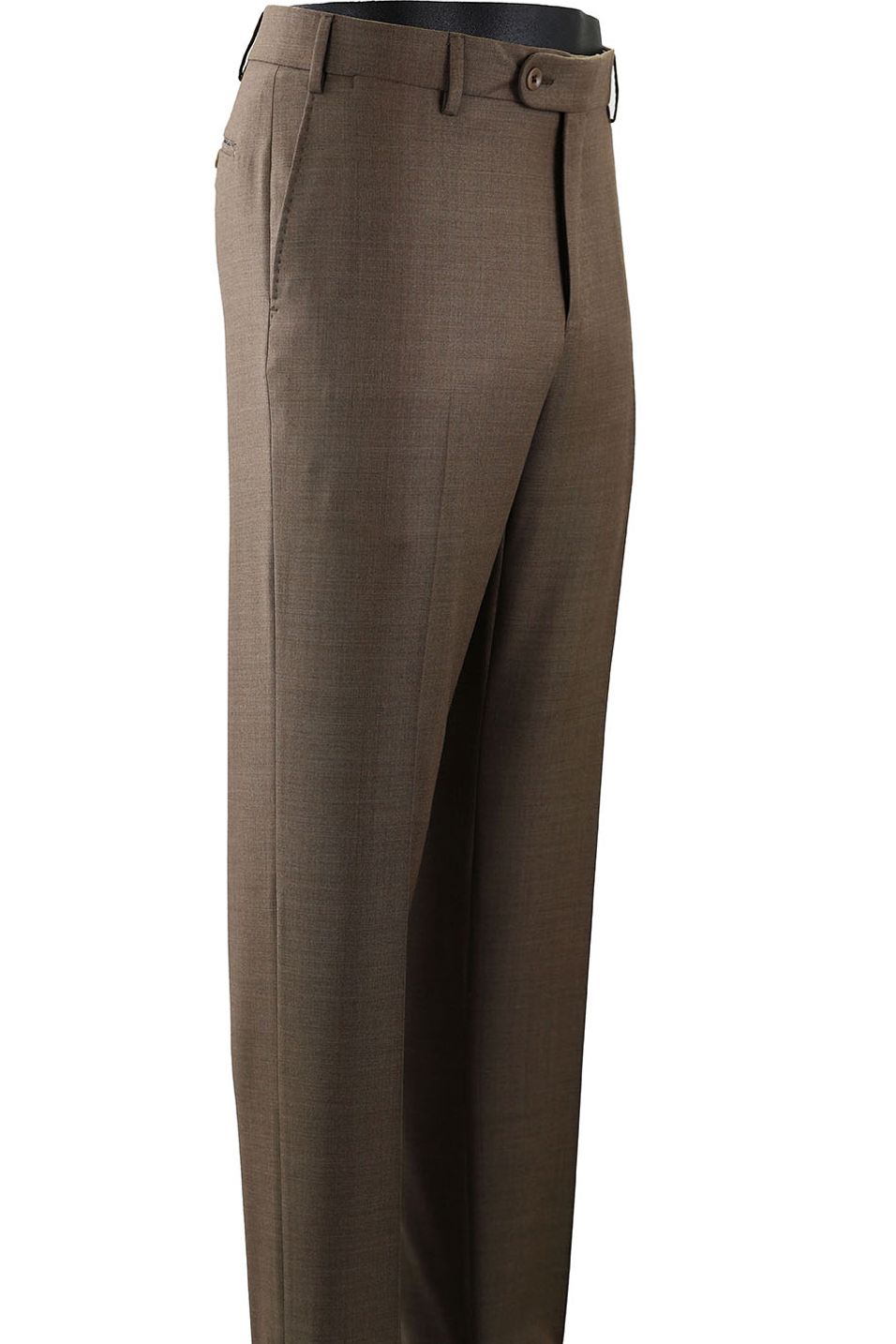 Super 110s Vitale Barberis Canonico Italian Luxury 4 Harness Wool Serge Flat Front Trouser in Nutmeg (Choice of Fits) by 6 East by Ballin