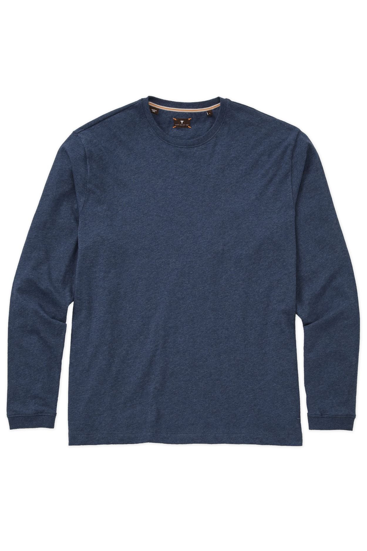 Luxe Mélange Long Sleeve Crew Neck Peruvian Cotton Tee Shirt in Navy by Left Coast Tee