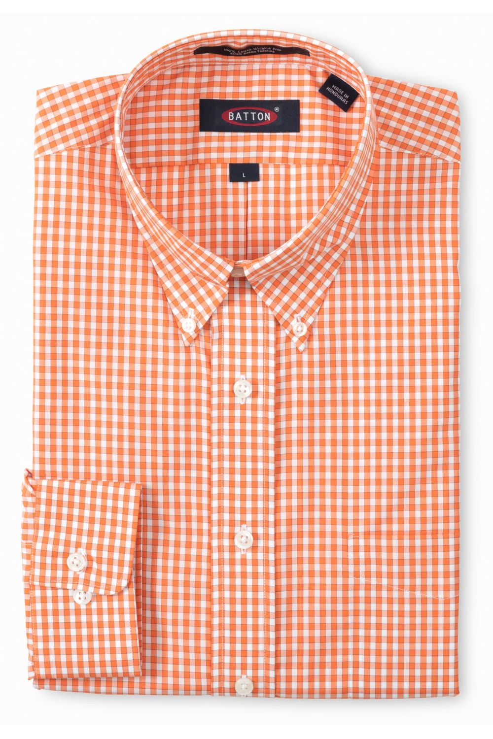 orange gingham mens dress shirt Orange Gingham Collar Bar Dress Shirt, White Pin Collar, French Cuffs, Cotton Blend