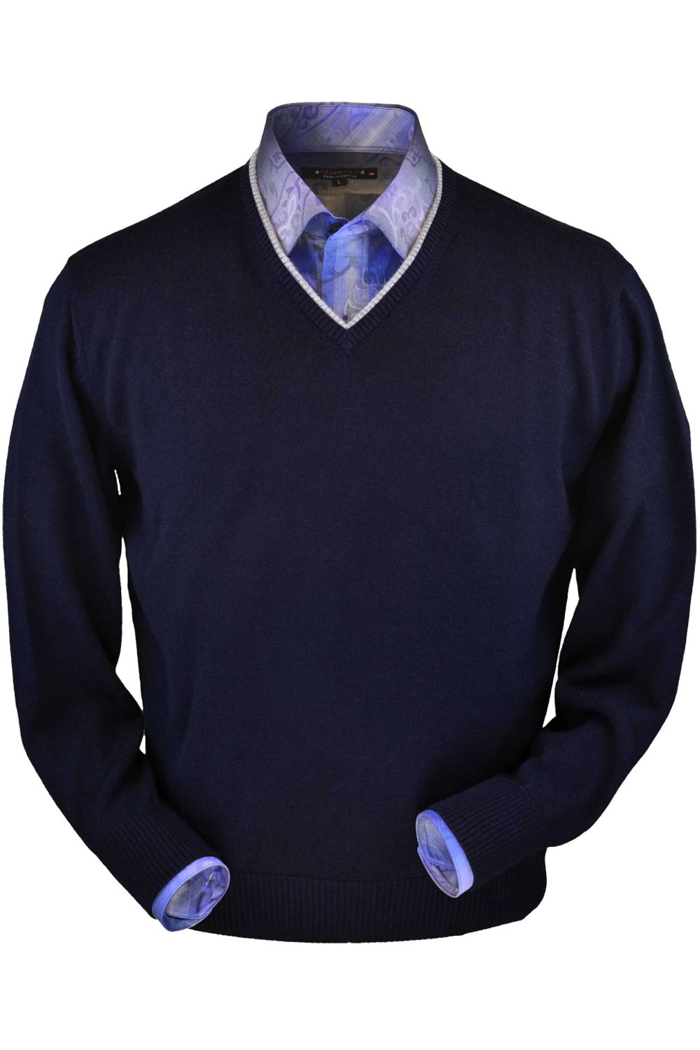 Royal Alpaca V-Neck Sweater in Navy by Peru Unlimited