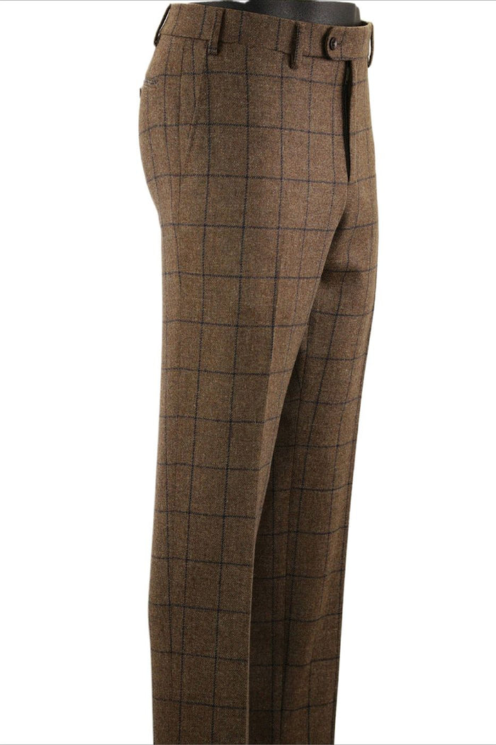 Super 110s Geelong Lambswool Italian Luxury Windowpane Check Wool Trouser (Choice of Colors and Fits) by 6 East by Ballin