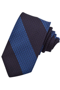 Royal and Navy Wide Bar Stripe Italian Garza Grossa Grenadine Silk Tie by Dion Neckwear