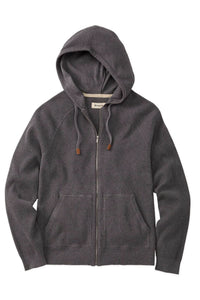 Cashmere Blend Raglan Sleeve Zip-Front Hoodie in Charcoal by Borgo28