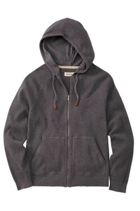 Cashmere Blend Raglan Sleeve Zip-Front Hoodie in Charcoal by Borgo28