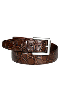 Italian Tortoise Shell Embossed Calfskin Dress Casual Belt in Brown by Torino Leather