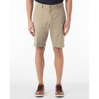Broken Twill Stretch Cotton Shorts in Khaki (College Modern Fit - 8" Inseam) by Ballin