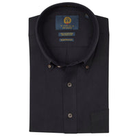 Solid Cotton and Wool Blend Button-Down Shirt in Black (Size Large) by Viyella