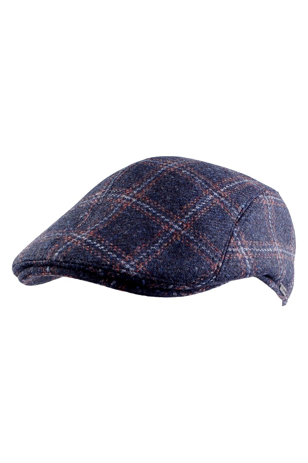 Ivy Modern Mélange 'Lanificio Bottoli' Wool Check Cap in Navy by Wigens