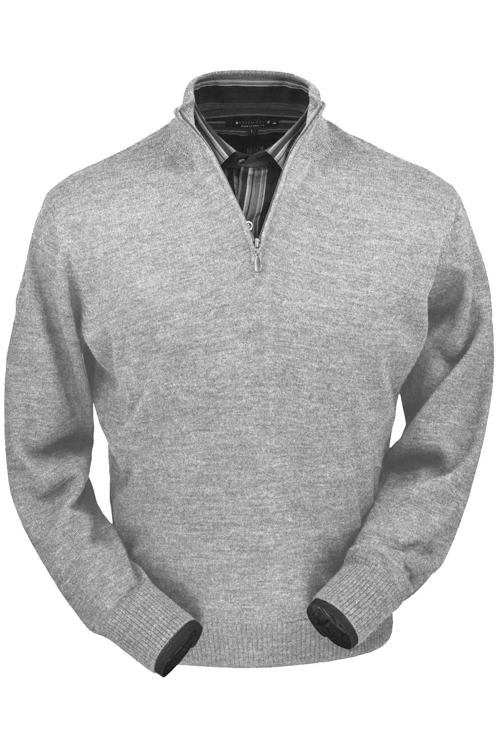 Royal Alpaca Half-Zip Mock Neck Sweater in Light Grey Heather by Peru Unlimited