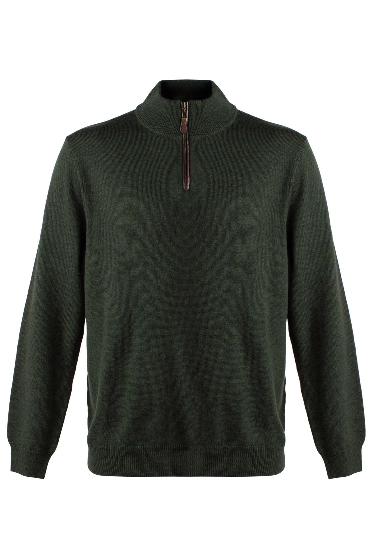 Extra Fine 'Zegna Baruffa' Merino Wool Quarter-Zip Sweater in Dark Green by Viyella