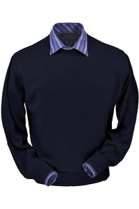 Royal Alpaca Crew Neck Sweater in True Navy by Peru Unlimited