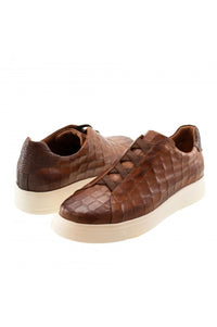Tate Gator Embossed Calfskin Sneaker in Cognac by T.B. Phelps