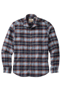 Italian Big Plaid Brushed Cotton Long-Sleeve Sport Shirt in Mid Blue by Borgo28