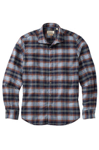 Italian Big Plaid Brushed Cotton Long-Sleeve Sport Shirt in Mid Blue by Borgo28