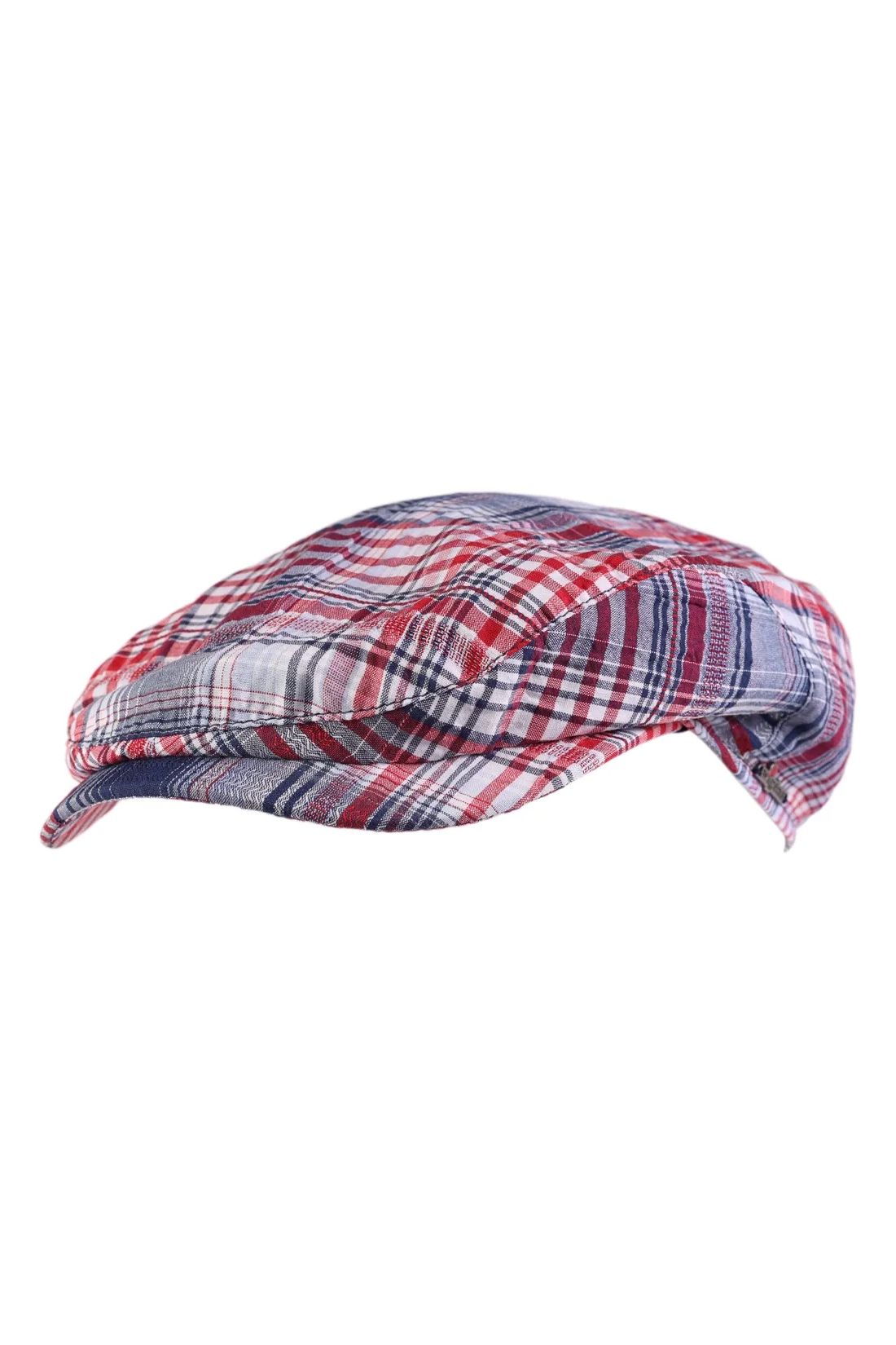 Ivy Classic Cap in Red, White, and Blue Cotton Seersucker by Wigens