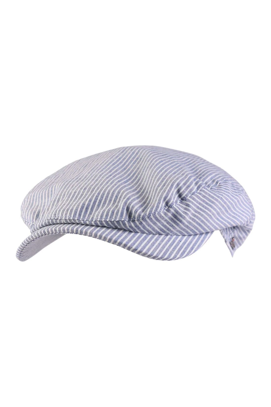 Ivy Classic Cap in Light Blue Stripe Lightweight Denim by Wigens