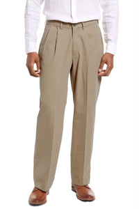 Washed Poplin Pant in Khaki (Oak Double Reverse Pleat) by Charleston Khakis