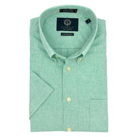 Linen and Cotton Short Sleeve Sport Shirt in Mint by Viyella