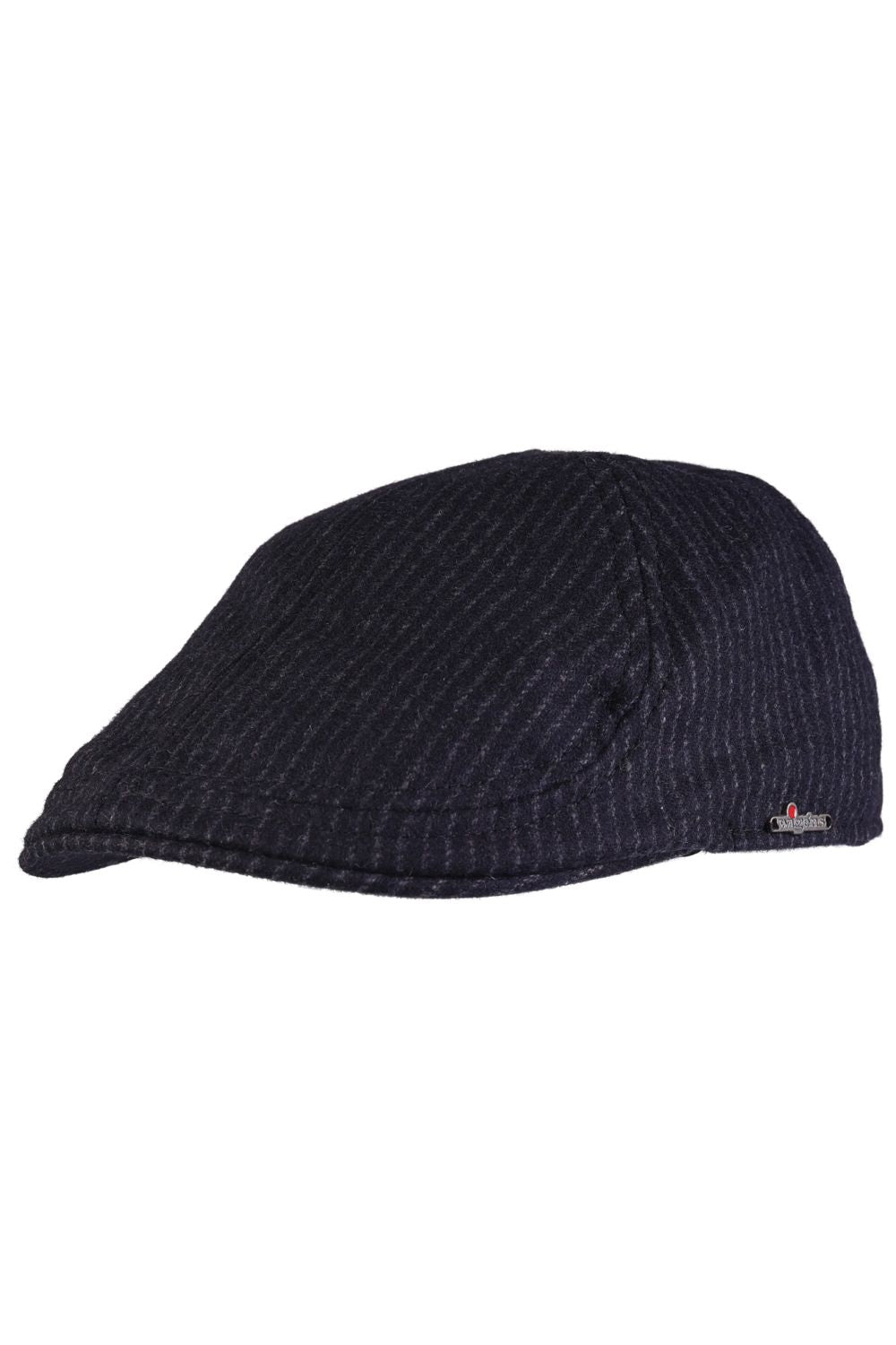Pinstripe 'Archive Line' Wool Pub Cap in Black by Wigens