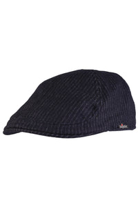 Pinstripe 'Archive Line' Wool Pub Cap in Black by Wigens
