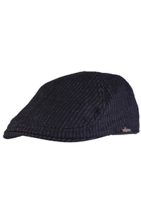 Pinstripe 'Archive Line' Wool Pub Cap in Black by Wigens