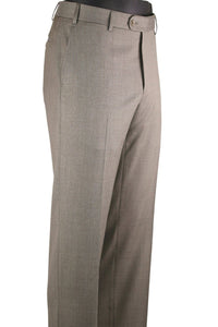 Super 110s Prunelle Wool Flat Front Trouser in Taupe Mix (Choice of Fits) by 6 East by Ballin