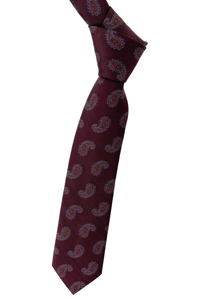 Burgundy, Brown, and Bronze Paisley'Best of Class' Woven Silk Tie by Robert Talbott